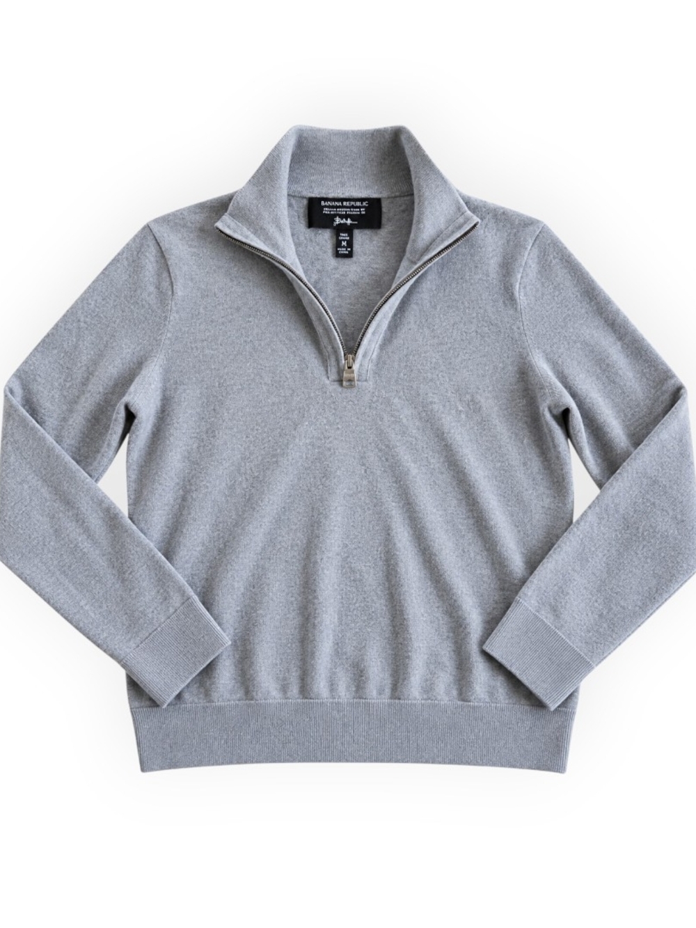 Banana Republic Italian Merino Wool Quarter Zip Sweater Gray Men’s M Tall